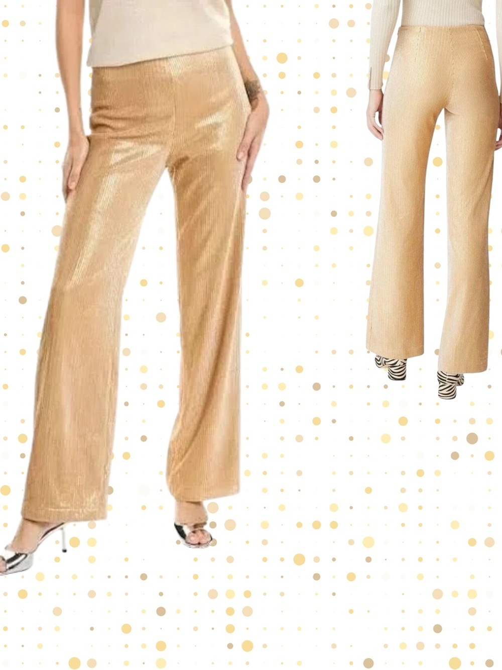 J.McLaughlin Glam chic Women Carter Gold Sequin Wide Leg Pants Boujee Disco Sz 2